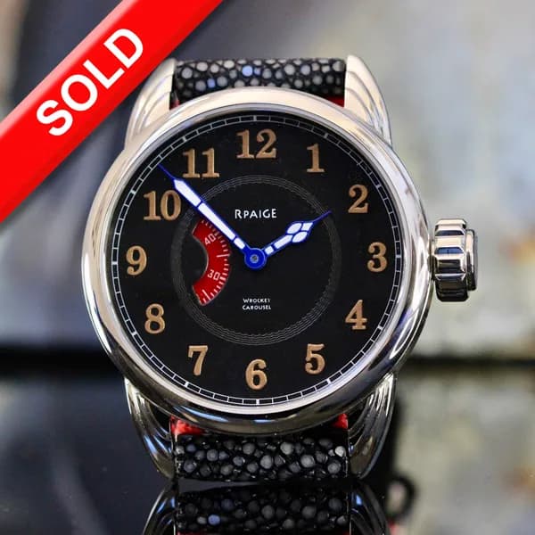 Rpaige Watches Carousel With Black Dial And Rotating Red Seconds Disk